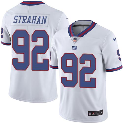 Nike Giants #92 Michael Strahan White Men's Stitched NFL Limited Rush Jersey - Click Image to Close